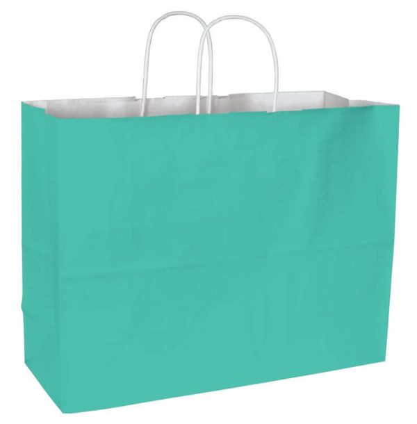 Aqua Blue Paper Shopping Bags Bulk Paper Gift Bag