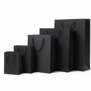 Wholesale Black Gloss Laminated Rope Handle Paper Bags
