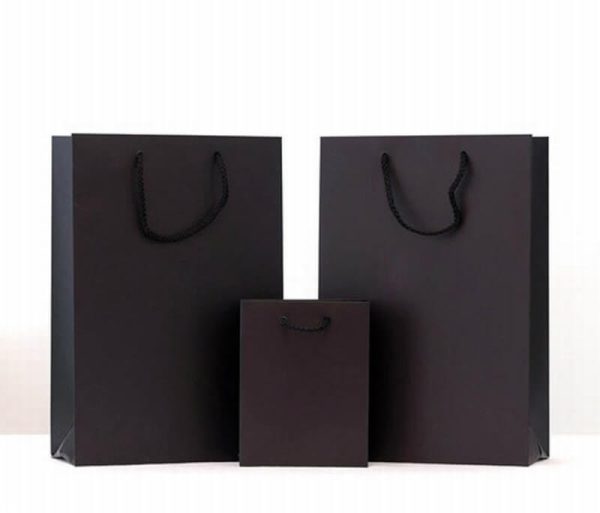 Black Matt Laminated Rope Handle Paper Shopping Gift Bags Wholesale