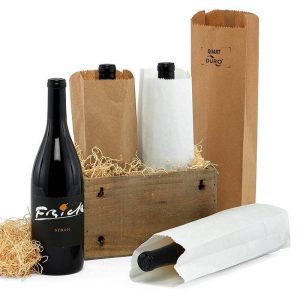 Wholesale Kraft Gusseted Paper Wine Bags