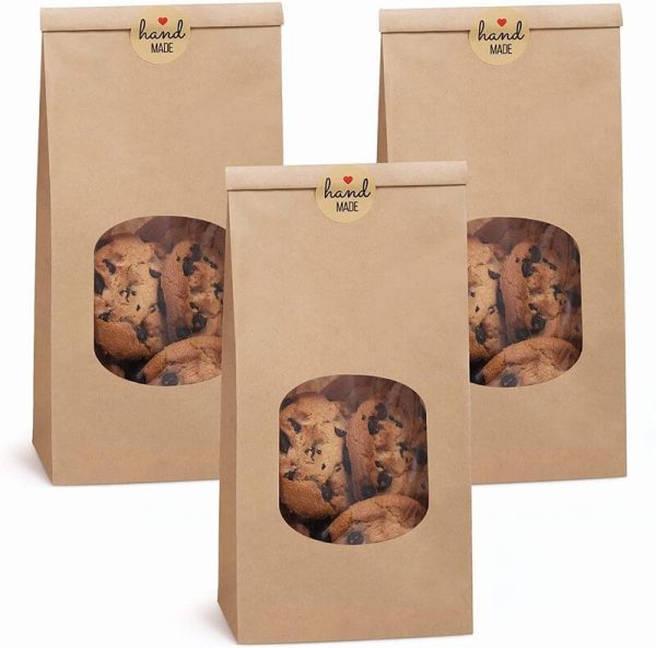 Wholesale Kraft Brown Paper Bakery Cookie Bags
