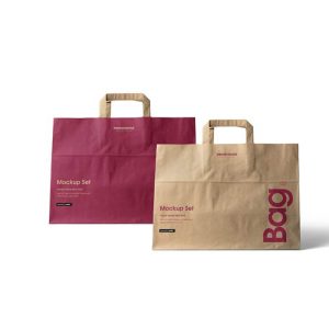 Wholesale Bulk Printed Folded Handle Paper Carrier Bags