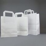 Wholesale Bulk White Kraft Folded Handle Paper Bags