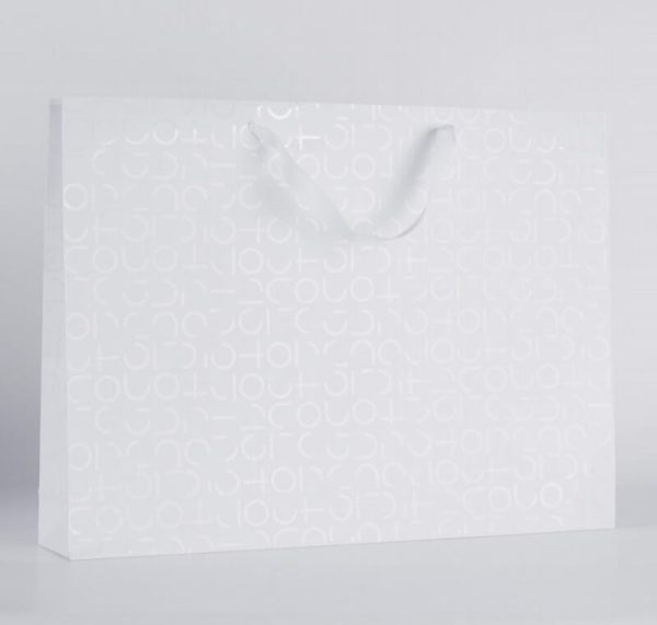 White Matt Laminated Ribbon Gift Bags Wholesale Bulk