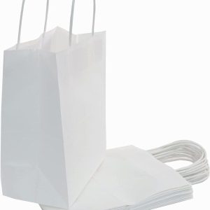 Bulk White Kraft Paper Bags with Handles